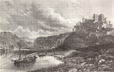 Sankt Goar, Stahlstich aus einem Rheinalbum von Pierre Joseph Redouté